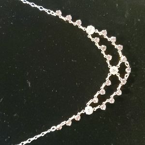 Silvertone Avon(HS) Choker Pink Rhinestones Dainty Necklace.